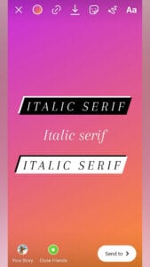 Italic font Instagram